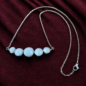 Handmade Natural Selenite Wire Wrapped Necklace in Stainless Steel